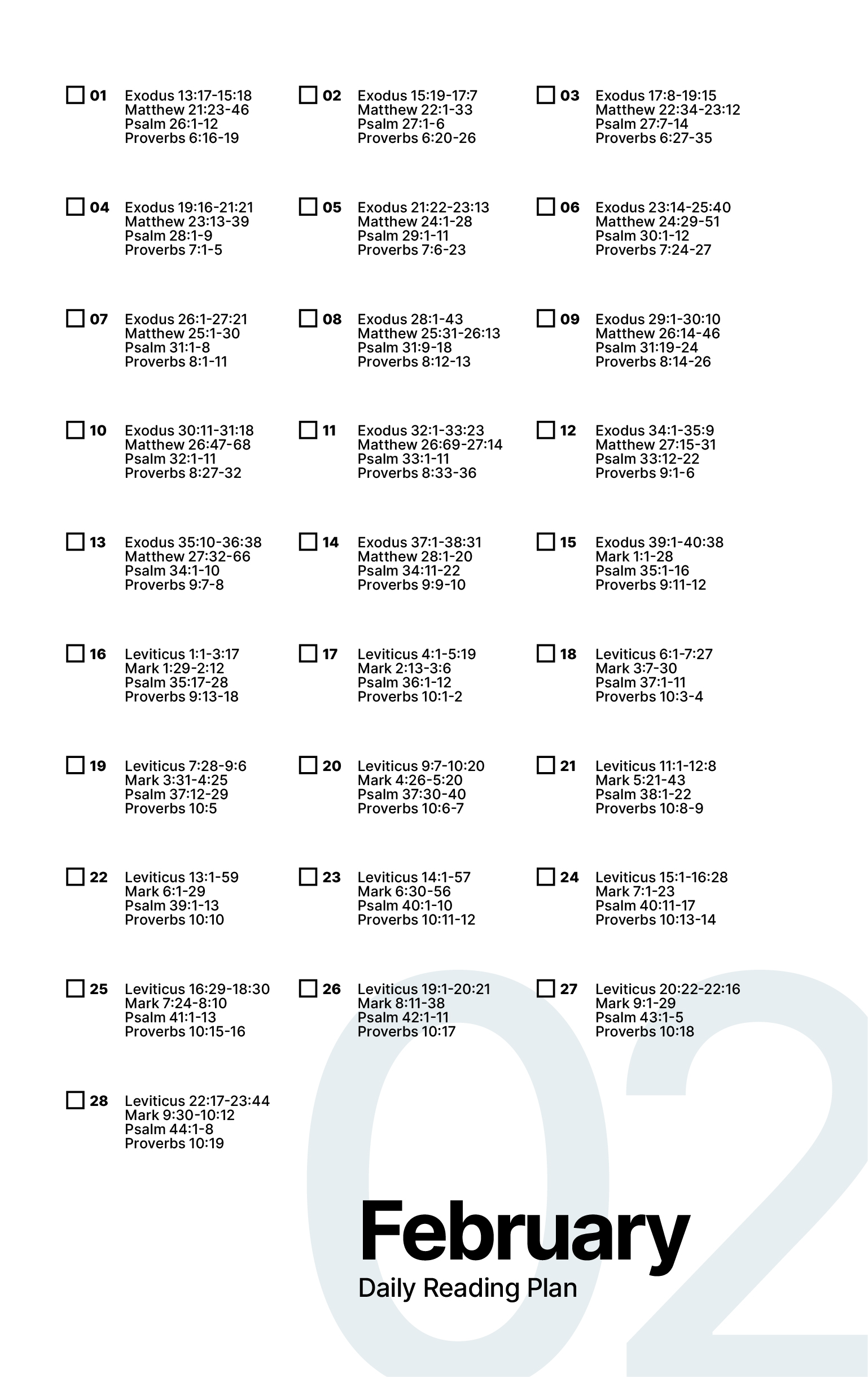 February Bible Reading Plan